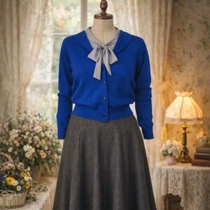 Vintage 1940’s Cobalt Blue Wool Italian Cardigan Sweater